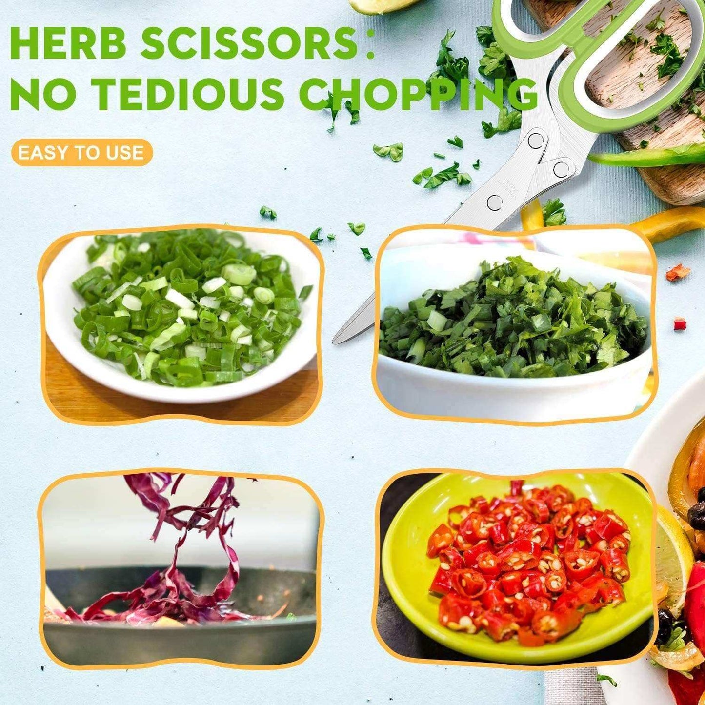 5 Blade Herb Scissors for Quick Chopping - Sywora