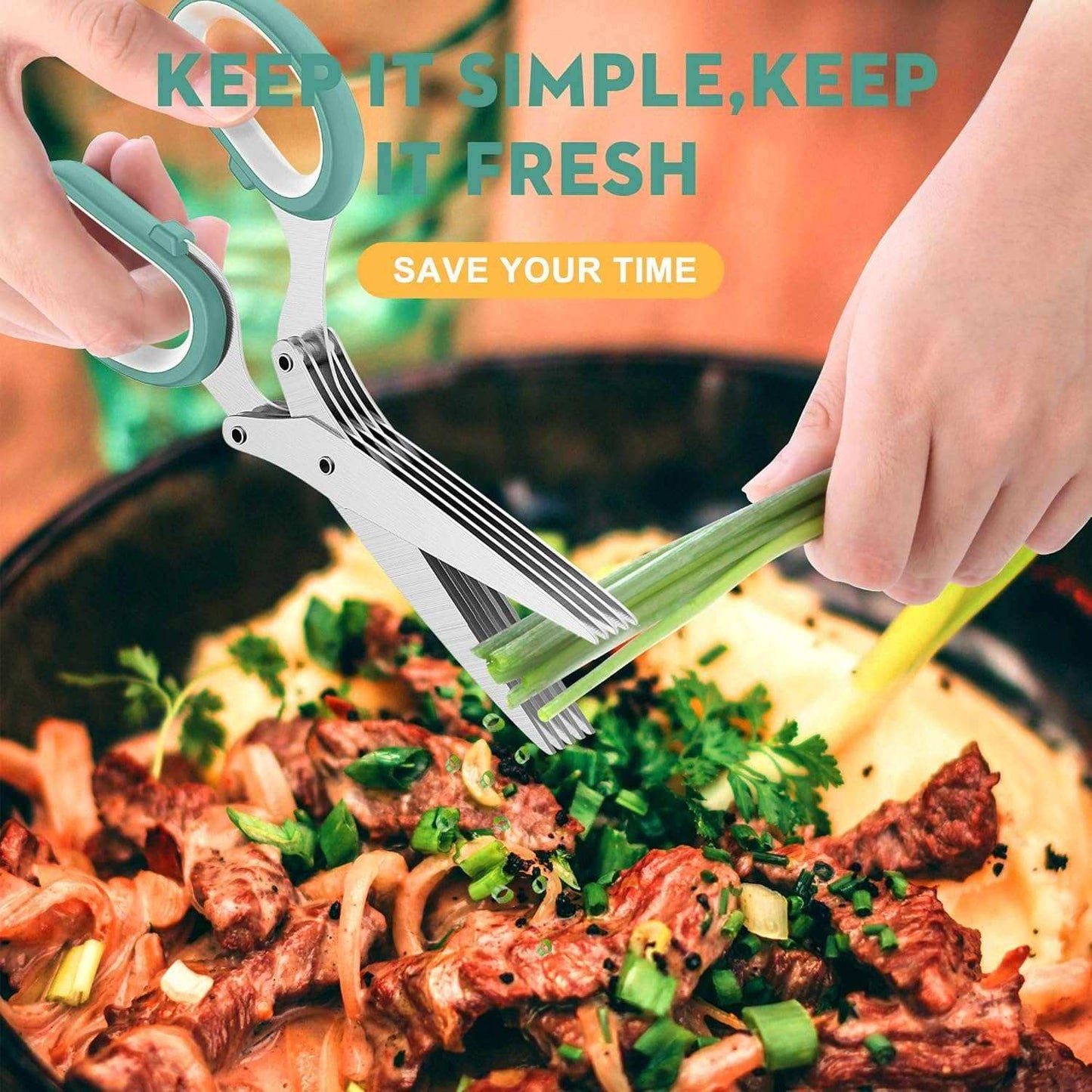 5 Blade Herb Scissors for Quick Chopping - Sywora