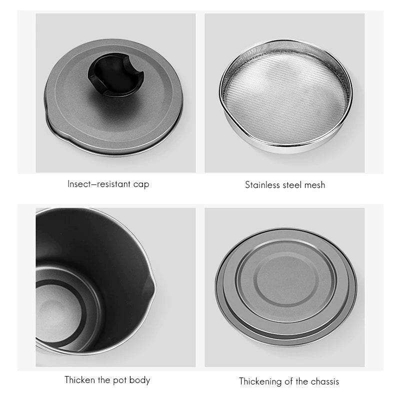 Stainless Steel Grease Container with Lid - Sywora