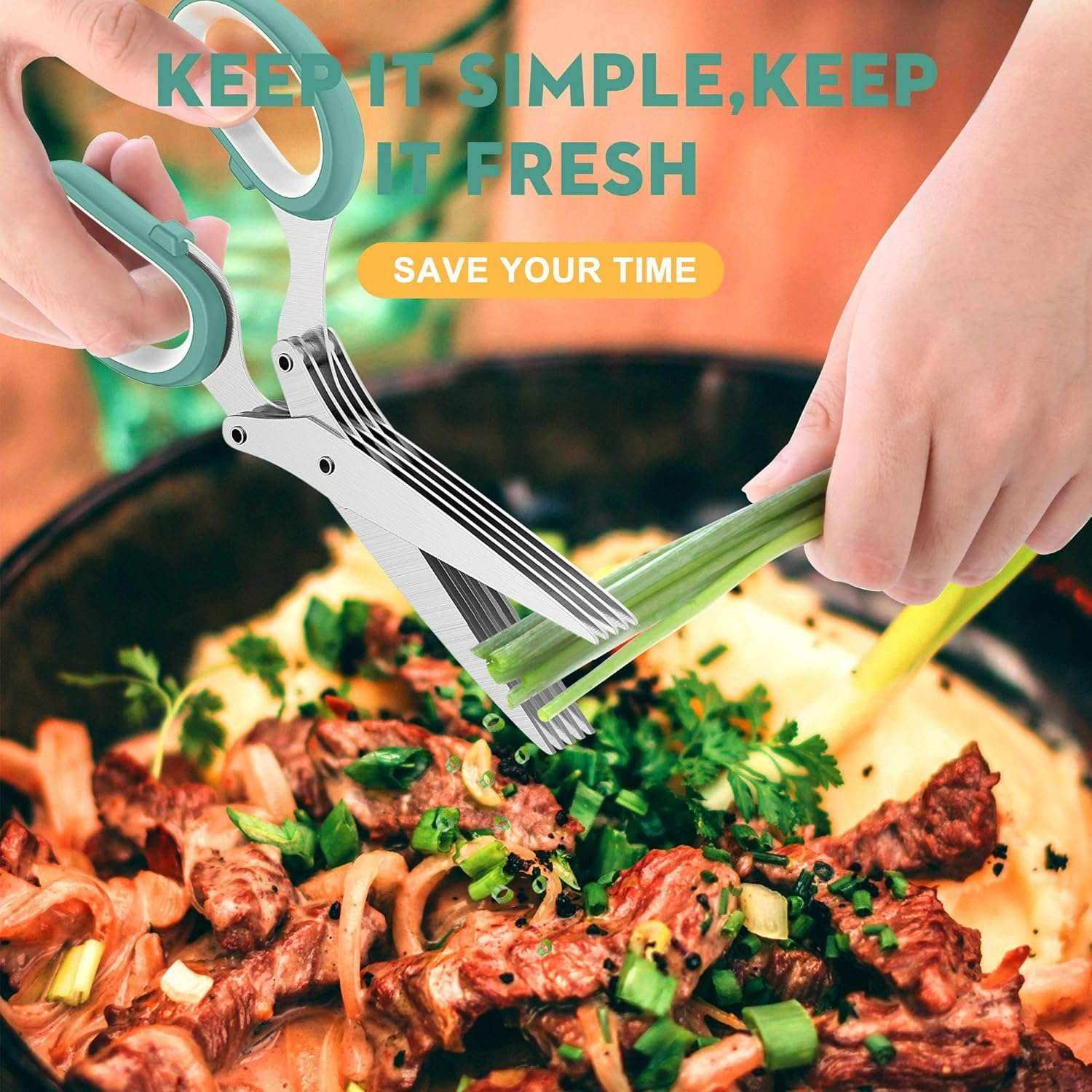 5 Blade Herb Scissors for Quick Chopping - Sywora